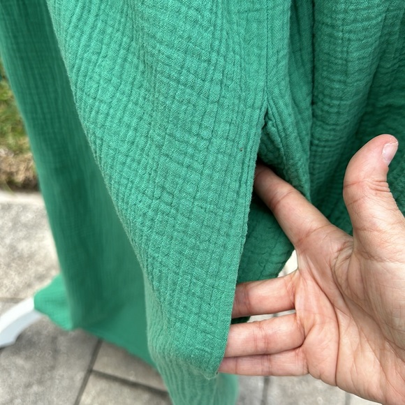 J & L PARIS GREEN COTTON ONE SHOULDER DRESS WITH BELT - Picture 3 of 12